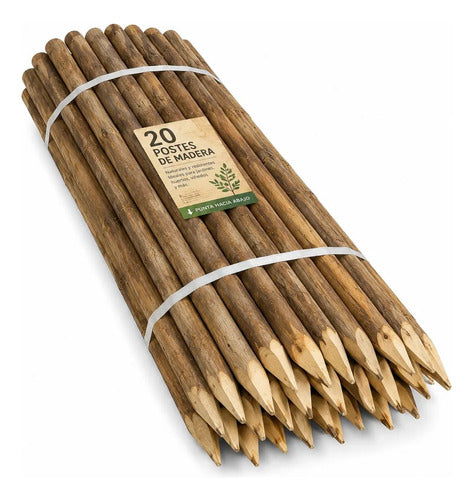 Paquete 20 Estacas De Madera Para Jardín Y Plantaciones