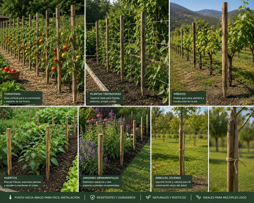 Paquete 20 Estacas De Madera Para Jardín Y Plantaciones