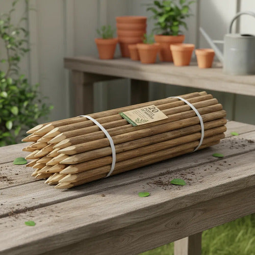 Paquete 20 Estacas De Madera Para Jardín Y Plantaciones